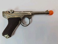 VINTAGE Diecast TOY miniature Cap Gun Pistol Metal Luger P-08 Redondo Spain 3.5"