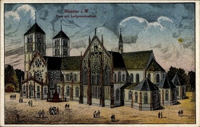 Postcard Münster in Westphalia, cathedral, Ludgerus monument - 11027940