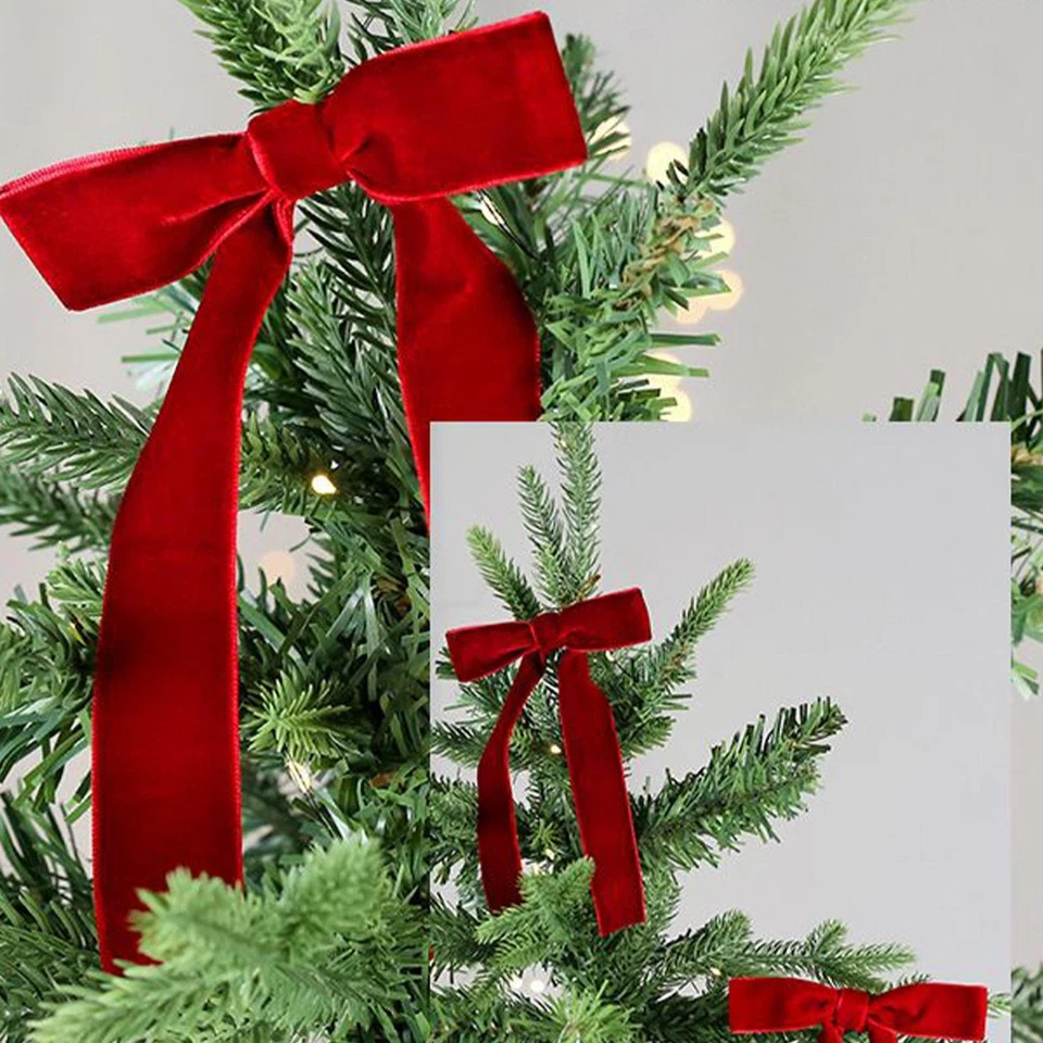 12 PIEZAS Arcos de Navidad Rojo Día de San Valentín Terciopelo Arco Árbol de Navidad Adornos Foto 3 de 4