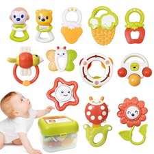 12PCS Baby Rattles Toys Set with Storage Case, Teething Toys for Babies, Newb...
