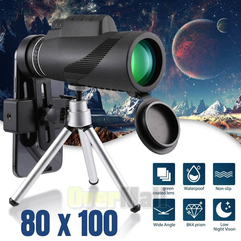 80X100变焦聚焦单筒望远镜Len相机高清瞄准镜手机支架三脚架 — 第 3/4 张图片