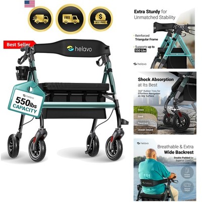 Bariatric Walker with Large, Height-Adjustable Seat, 550 lbs Weight Capacity,...