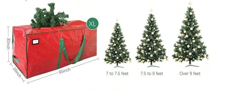 New Heavy Duty Waterproof Christmas Tree Storage Bag Fits Up to 9ft Tall, Red - Image 2 of 3
