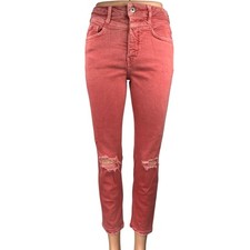Anthropologie Pilcro Pink High Rise Slim Skinny Trousers Denim Jeans Pants 27