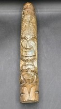 MCM Tiki Statue Hand Carved Solid Wood Hawaiian Polynesian Sculpture As-Is 12x2"