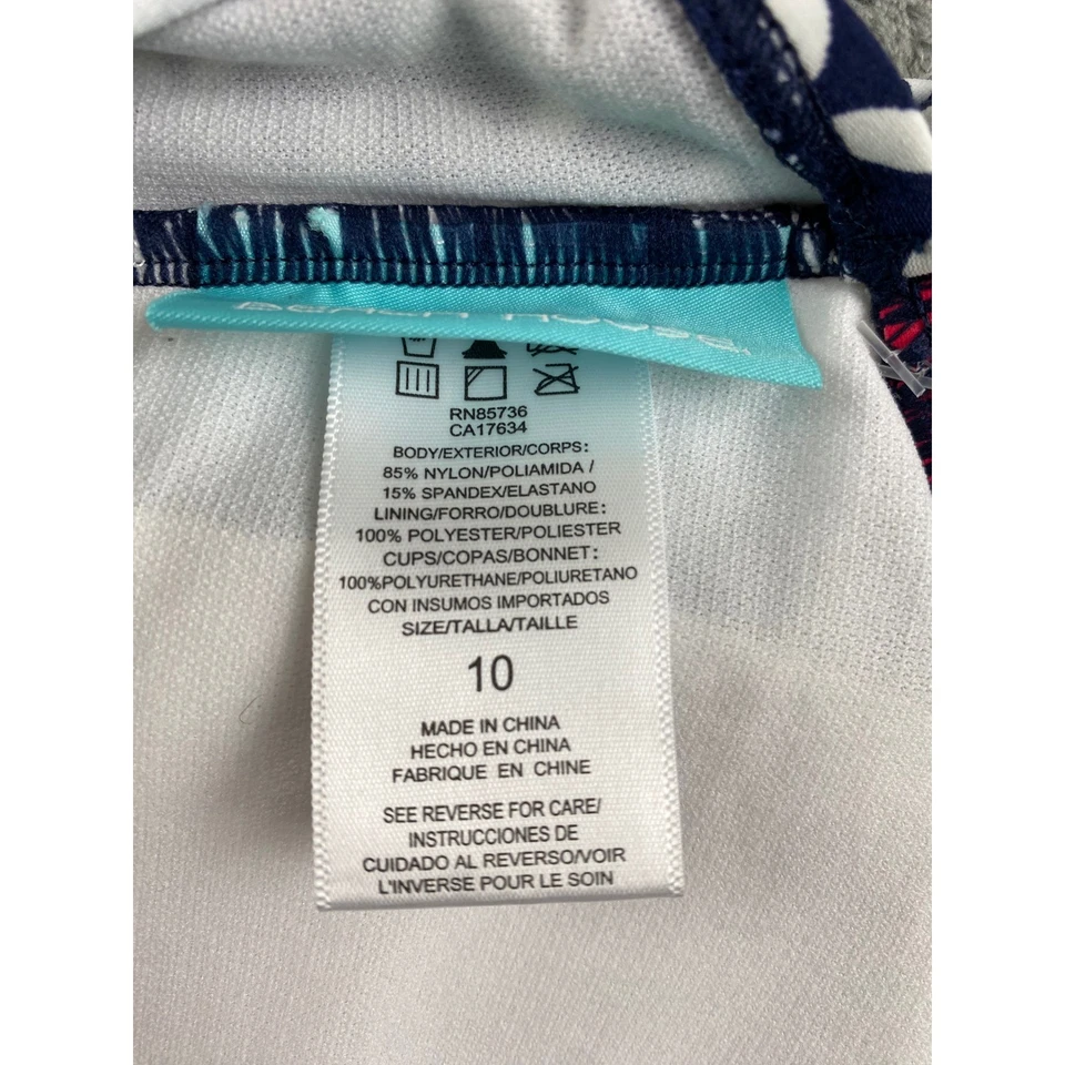 Túnica Beach House azul marinho branco geométrico sem alças tamanho 10 nova sem etiquetas - Imagem 4 de 4