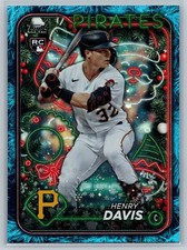 2024 Topps Holiday HENRY DAVIS #H187 Blue Metallic Holiday Tree RC Pirates SP