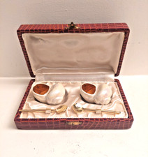 Coffret Salière Poivrière Coquillage Or Nacrés Porcelaine Montigny & Cie Limoges