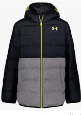 UNDER ARMOUR Boys Pronto Puffer Cold Gear Jacket Youth Colorblock Full Zip READ