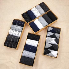 5 Pairs Breathable Men's Autumn/winter Polyester Cotton Plain Color Medium Tube