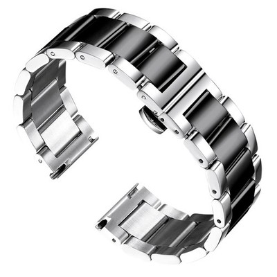 Stainless Steel Watch Band, Heavy Duty Metal Replacement Strap with Polished ...