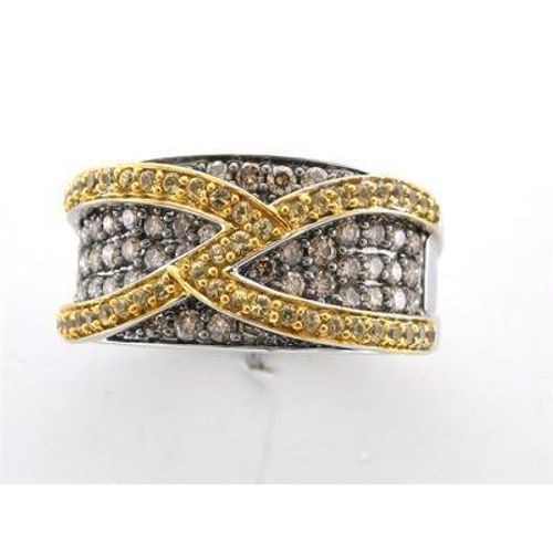 LeVian 14K White Gold Band Ring with 1.13 TCW Yellow Sapphire & Diamond Size 7.5