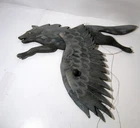 Vintage 1999 Handmade Wood Folk Art Winged Spirit Wolf Mobile Signed -See Video