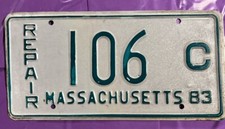 LICENSE PLATE Massachusetts  Repair 1983 106