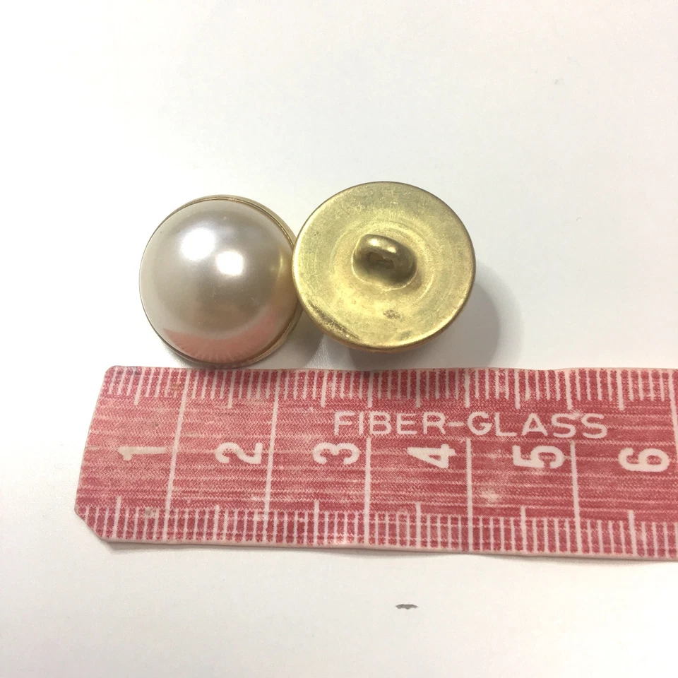 5x 21mm Round Shank Half Sphere Dome Gold Metal & Pearl Buttons Vintage - Image 3 of 3