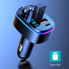 Bluetooth V5.0 FM Transmitter Car PD3.0 Radio Adapter LED Hi-Fi Music Fast Charg