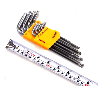9PC Tamper Proof Torx Star Hex Key L Wrench T10   T50  2-3/4''   6-7/8'' 260809
