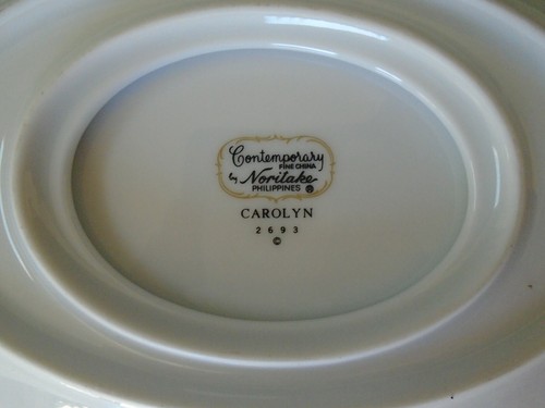 Noritake Carolyn 2693 Gravy Boat with Attached Liner Oval Plate Silver Edge - Picture 7 of 7