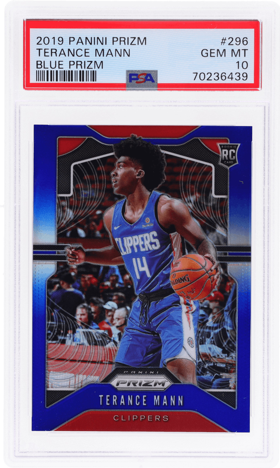 2019 Panini Prizm Terance Mann Blue Prizm #296 /199 PSA 10 Rookie RC