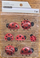 RECOLLECTIONS Red Ladybugs Repeats Lady Bugs Polka Dots 3D Scrapbook STICKERS