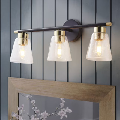 ExBrite Mid-century simplicity 24in 3-Light Matte Black Mid-century Vanity Light