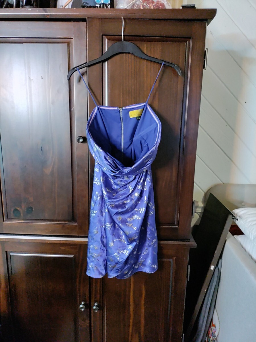nicole Miller 10P Purple Gold Strapless Silk Dress | eBay
