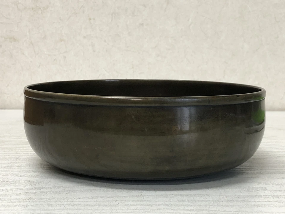 Y3275 KENSUI Antiguo Bronce Plano Olla Caja Ceremonia del Té Japonés Antiguo Japón Foto 4 de 4