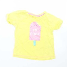 Matalan M&auml;dchen gelb Baumwollmischung T-Shirt Gr&ouml;&szlig;e 12-18 Monate-Eiscreme