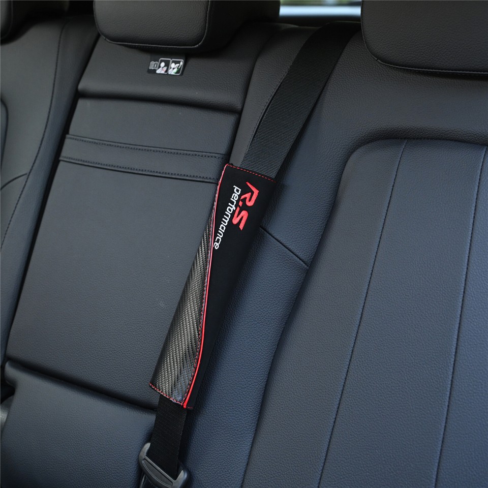 X 2 Carbon Fiber & Suede Car Seat Belt Cover Shoulder Pads Baby Child