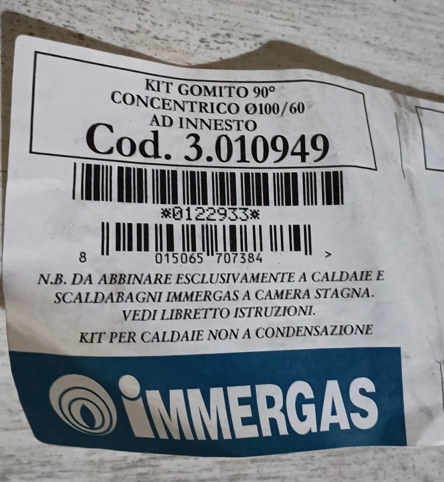 Gomito 90° Concentrico 100 / 60 mm ad innesto 3010949 Kit Curva Immergas . - Imagen 4 de 4