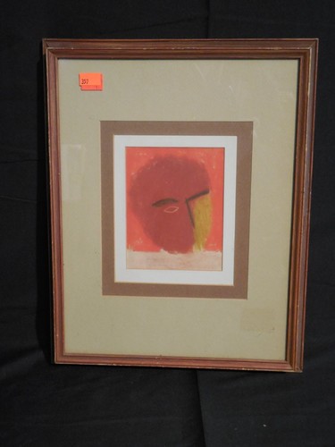 Original Mid Century Modernist Pastel Painting Abstract Portrait Signed Pallant"