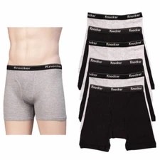 6 Men's Boxer Briefs Underwear Shorts 100% Cotton Black Grey M L XL Knocker New