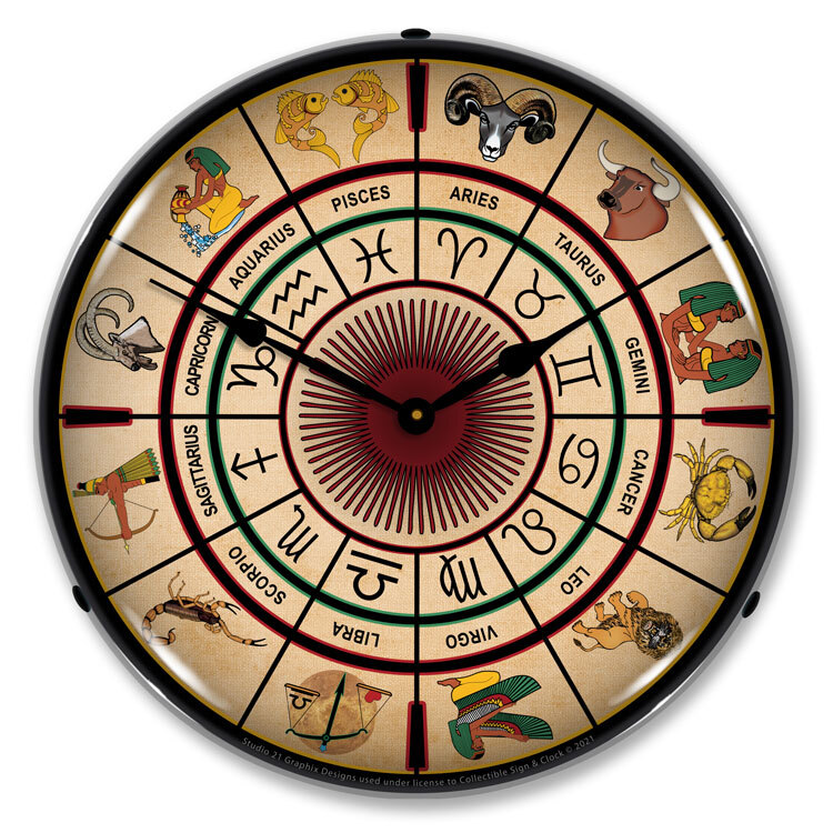 Zodiac Signs Chart 1 LED Backlit Clock