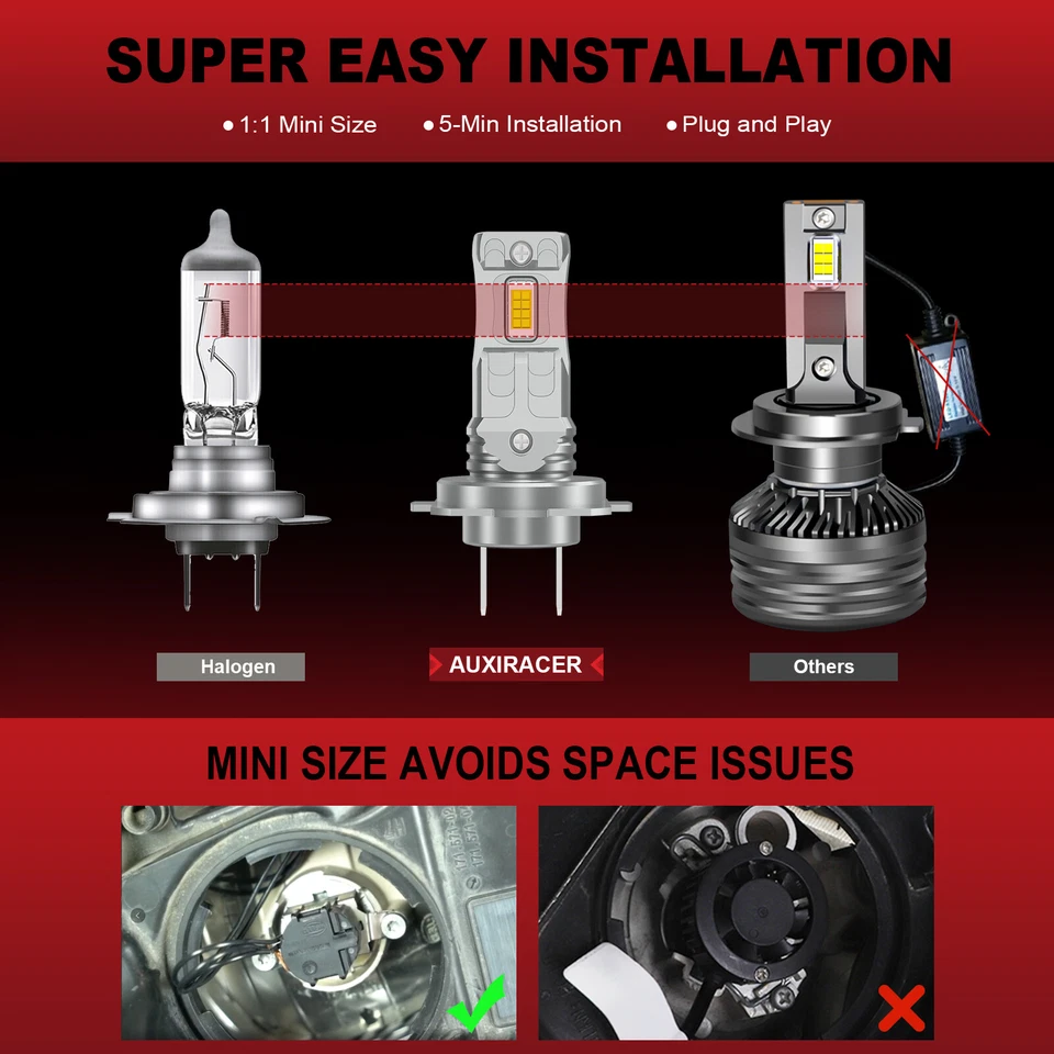 H7 Ampoules de phares à LED faisceau haut/bas Anti-erreur super lumineuses Kit - Photo 4/4