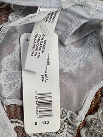 $123 Lise Charmel Women Gray Floral Thong Panty Size XS
