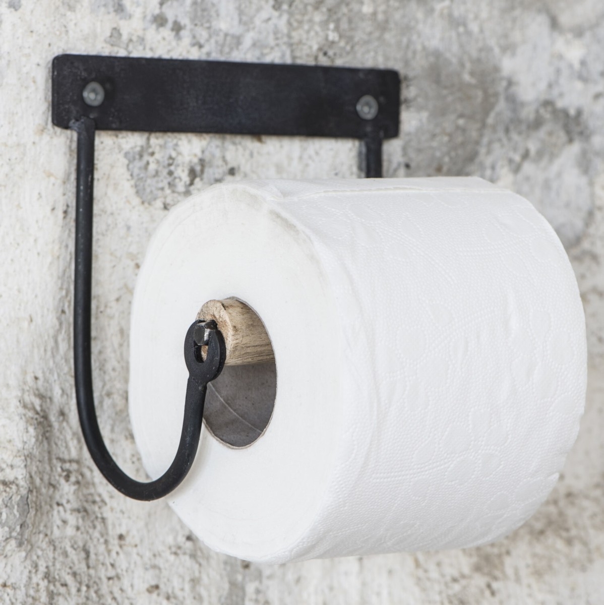 Vintage Toilettenpapierhalter Aus Alu – Mit Handy-Ablage, Schwarz, 18x9,5 Cm