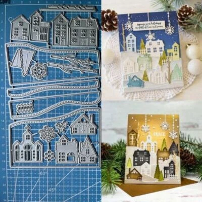MARKENLOS Stanzformen Häuser Metall Cutting Dies Scrapbooking Stanzschablone Stencil Karte