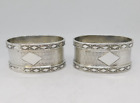 Pair of Sterling Silver Engine Turned Napkin Rings Antique 1929 Birmingham
