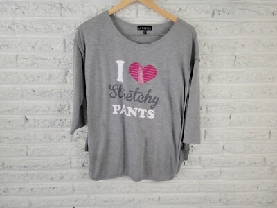 LA Threads Women's 2X Gray Top 3/4 Sleeve Boat Neck Stretch Jersey Pullover
