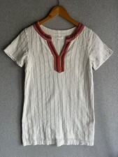 THML Anthropologie Dress Womens S Tunic Metallic White Embroidered Boho Festive