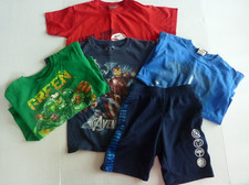 Lot of 4 T-ShirtS  Shorts Boys 6/8 Short Sleeve Super Hero, Sports