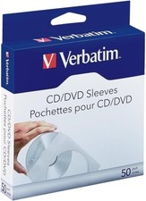Verbatim CD/DVD Paper Sleeves-With Clear Window 50Pk