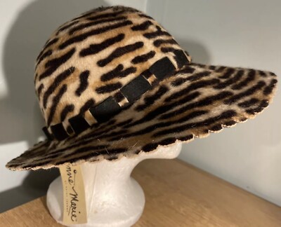 Jeanne Marie Kathy Jeanne Hat Women Woolfelt Cloche Felted Animal Print 