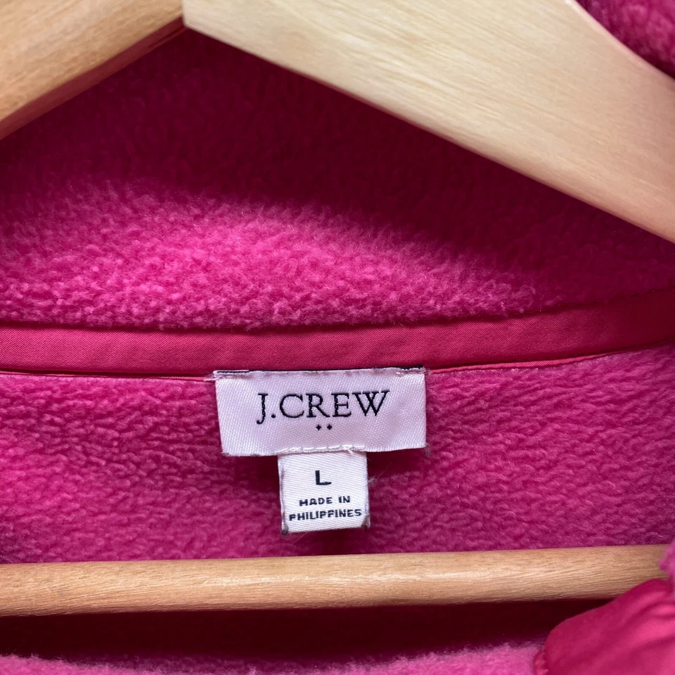J. Crew Jacket Women L Large Pink Fleece High Neck Long Sleeve Button Casual - Image 3 of 4