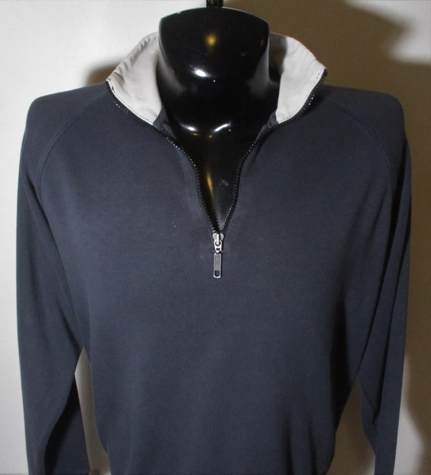 BOSTON TRADER Blue Pima Cotton 1/2 Zip Sweater Jersey Size L - Image 2 of 4