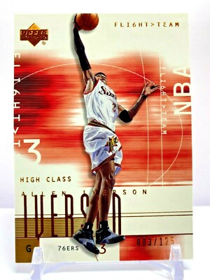 2002-03 Upper Deck Flight Team Jersey # 3/125 Allen Iverson 76ers 1/1 RARE SP