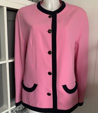 Hauber Vintage 80s Sporting Life Womens Pink Black Blazer Jacket Size Uk 14