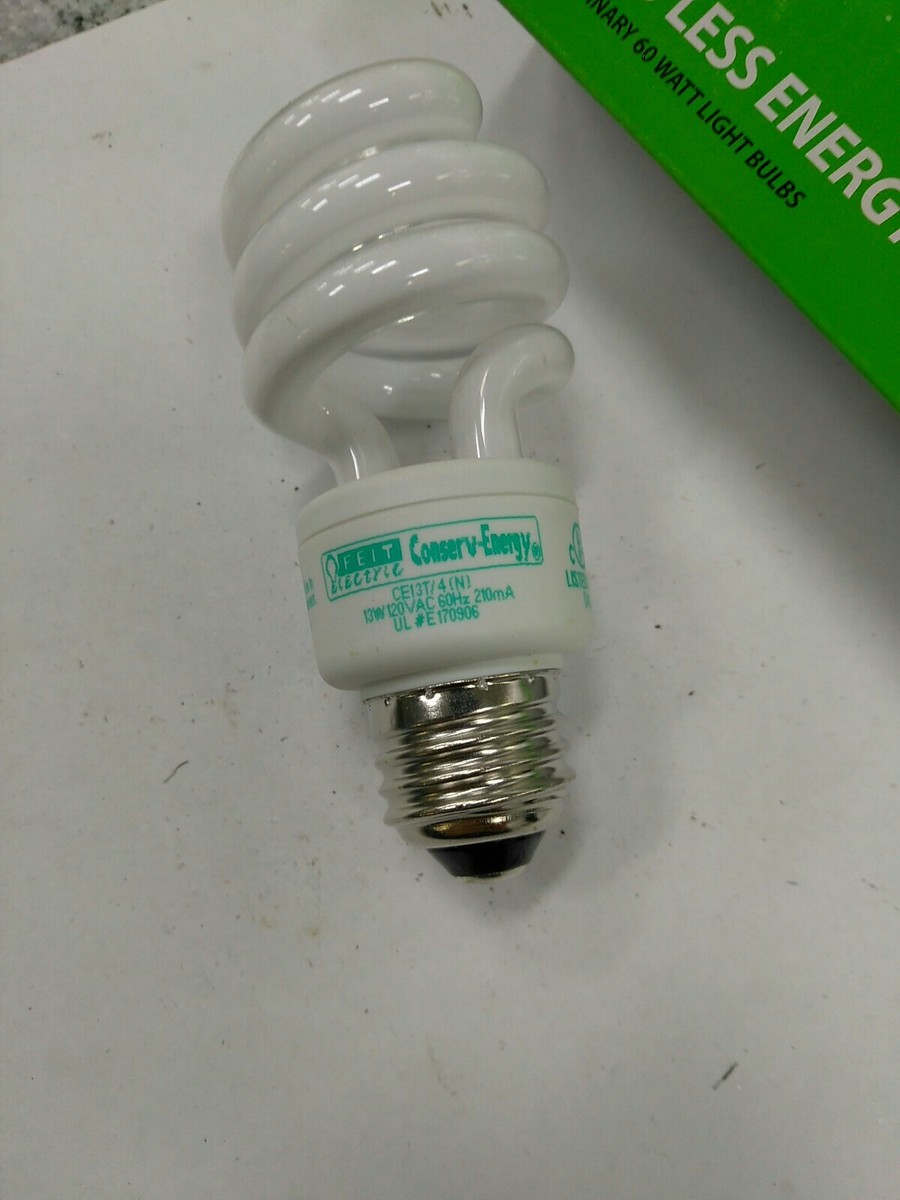 Feit Electric 13-Watt Spiral CFL Light Bulbs (4-Pack) - 60W Equivalent, Energy Saving, 10,000 Hour Life