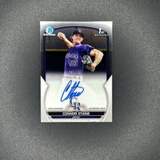 Connor Staine 2023 Bowman Chrome Prospect 1st Rookie SP RC On Card Auto Rockies