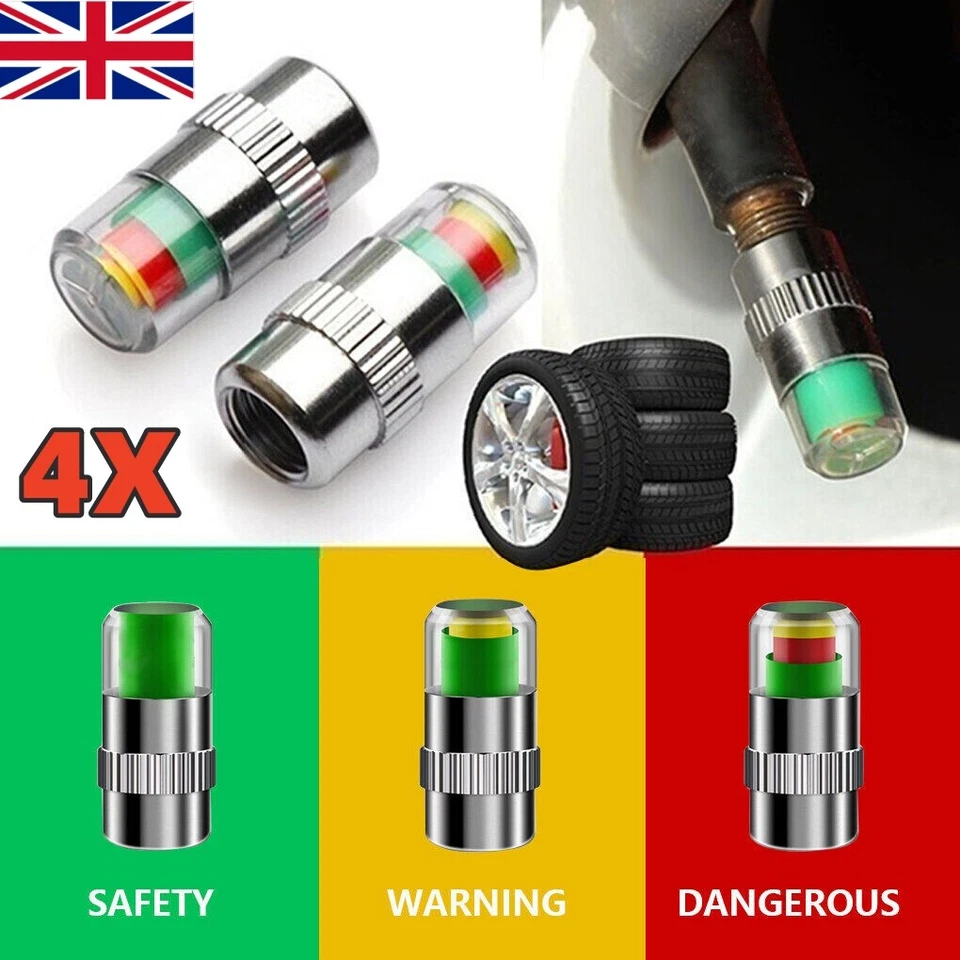 Car Auto Tire Pressure Monitor Valve Stem Cap Sensor Indicator Warn Air Cap, - Image 4 of 4
